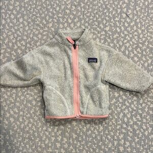 Patagonia Light Gray Fleece with Pink Trim